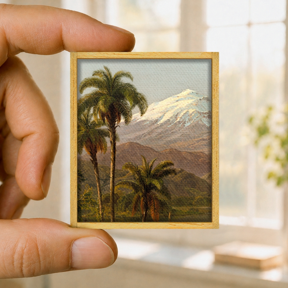 Palm trees and snowy mountains