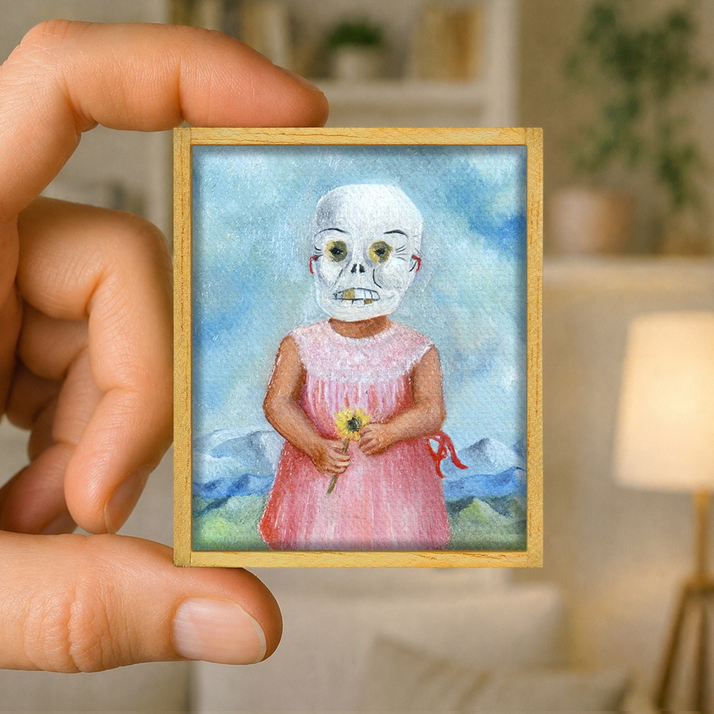 Girl with death mask